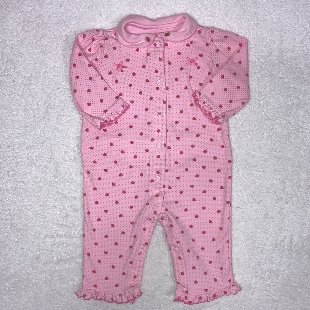 Carters Pink Strawberry Ruffle Bottom Romper 9 M